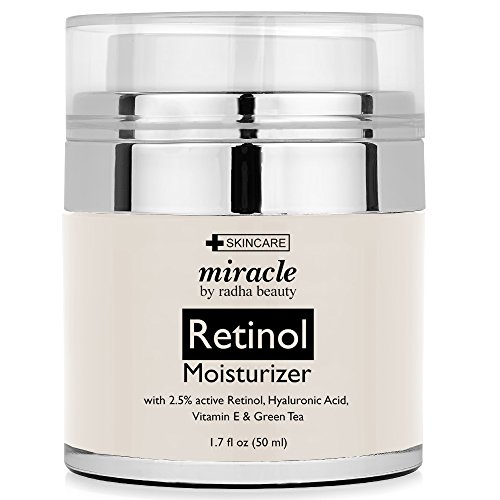 Retinol crema hidratante para la cara - con 2.5% de retinol, ácido hialurónico y aceite de jojoba. Mejor día y noche hidratante crema 1.7 fl. oz.