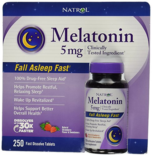 Melatonina Natrol ® 5 Mg, disolver rápida 250 tabletas sabor fresa