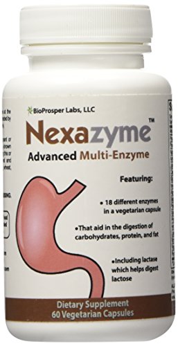 Nexazyme 18 enzimas digestivas enzimas múltiples suplemento y proteasa, amilasa, lipasa, celulasa, glucoamilasa, invertasa, catalasa, Beta-glucanasa, pectinasa, xilanasa, fitasa, hemicelulasa, bromelina, papaína, galactosidasa, lactasa para la intoleranci