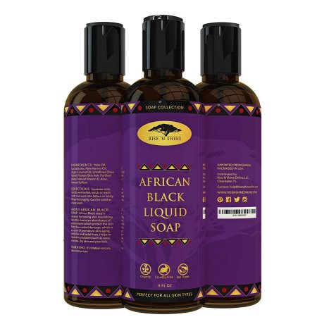 Negro africano Jabón líquido de lavar el cuerpo con aceite de coco y la manteca de karité - Gran champú y lavado de cara - A