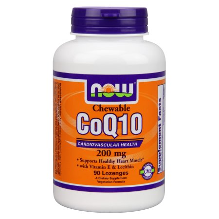 NOW alimentos vegetarianos masticable CoQ10 salud cardiovascular, 200 mg, 90 Ct