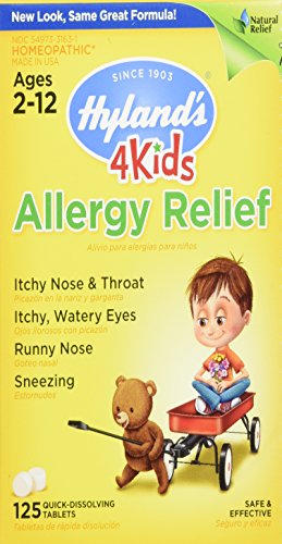 4 de Hyland's niños comprimidos alivio de alergia Natural, Natural alivio sintomático de alergias interior y al aire libre, cuenta 125