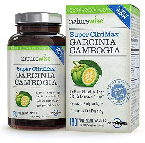 NatureWise clínicamente demostrado súper CitriMax Garcinia Cambogia con 4 x mayor grasa quema & peso pérdida y Control del apetito, 500 mg, 180 cuenta