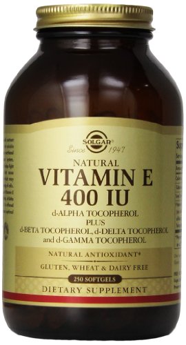 Solgar vitamina E 400 UI cápsulas D-alfa tocoferol y mezclados tocoferoles, cuenta 250