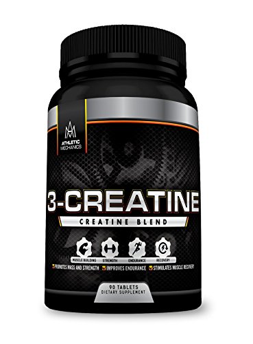 Mecánica deportiva - creatina 3 - mezcla de tres tipos de creatina - construye músculos - aumenta resistencia - mejora la recuperación y la resistencia - apoya un mes fuente de proteína síntesis - 90 tabletas-