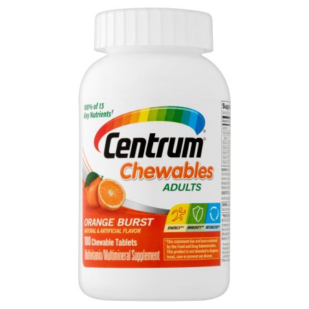 Centrum multivitamínico - multimineral Suplemento sabor a naranja Centrum masticables 100 ct