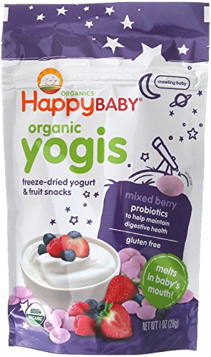 Feliz bebé yoguis orgánica Yogurt liofilizado y Snacks de fruta, bayas mixtas, 1 onza las bolsas (paquete de 8)