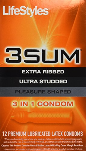 Condón de látex de estilos de vida, Extra acanalado, Ultra tachonada, placer en forma 2-packs de 12 condones