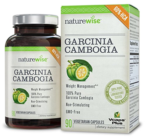 NatureWise Garcinia Cambogia extracto Plus Vcaps para liberación inmediata, HCA supresor del apetito y suplemento para bajar de peso, 500 mg, 90 cuenta