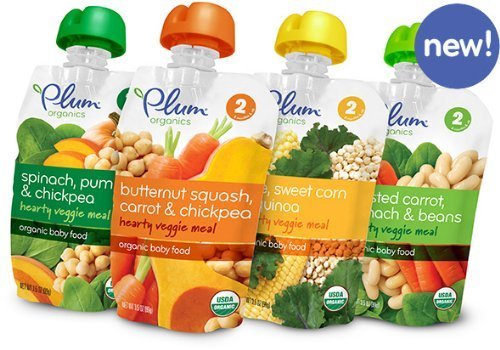 Plum Organics etapa 2 abundante comidas Starter Pack bebé comida vegetariana (cada 3.5 oz) (Pack de 4 sabores)