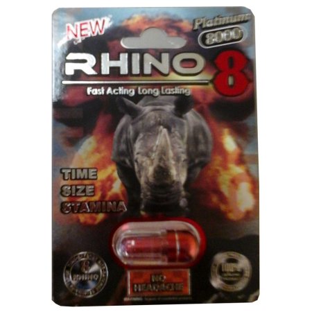 Rhino 8 Platinum 8000 masculino Enahancement píldora grande más largo más fuerte 1 Cápsula