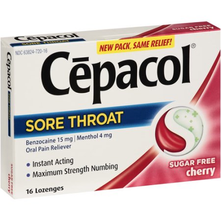 Cepacol Maximum Strength Azúcar cereza Dolor de pastillas para la garganta 16ct