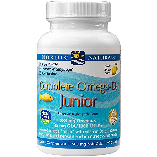 Salud completa Omega-D3 Junior de Nordic Naturals, promueve el cerebro, hueso y nervioso y sistema inmunológico, cuenta Junior 90