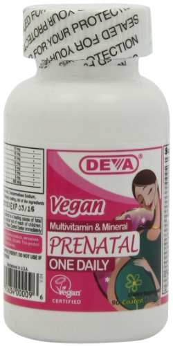 Revestido de Deva vegana vitaminas multivitaminas prenatales, 90 fichas botella