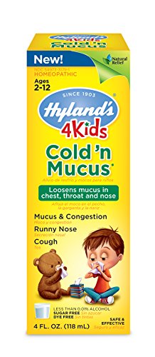 De Hyland's fría de 4 niños y alivio de congestión de moco líquido, sabor Natural y alivio frío Natural, 4 onzas