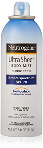 Neutrogena Ultra Sheer cuerpo niebla protector solar, SPF 70, 5 onzas (paquete de 3)