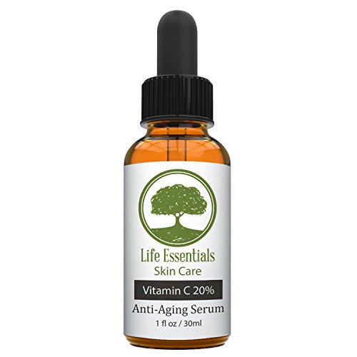 Lo esencial de la vida cuidado de la piel - el mejor suero orgánico vitamina C para la cara 20% - ácido hialurónico - Anti arrugas - Antienvejecimiento suero - quitar manchas - 1OZ