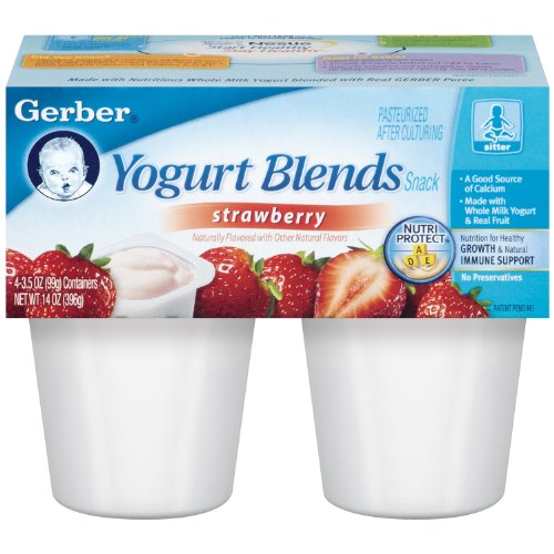 Mezclas de Gerber Yogurt, fresa, 4 números, 3,5 onzas tazas (paquete de 6)