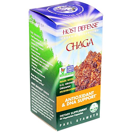 Host Defense® Chaga cápsulas, antioxidante y ADN apoyo, cuenta 60 (FFP)