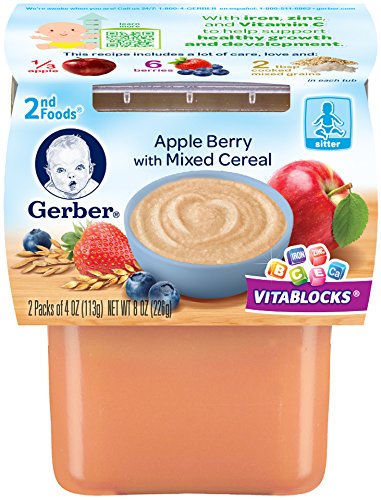 Gerber segunda alimentos cereales mixtos, Apple Berry, 7 onzas (paquete de 8)