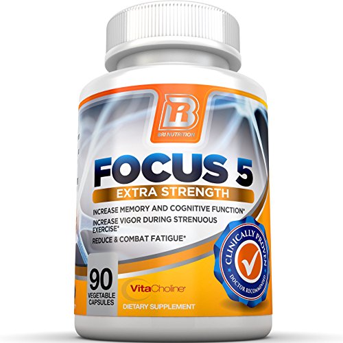 BRI nutrición Focus5 - patentado y resultados probados - 100% Natural enfoque fórmula - cerebro pura y potente función Booster suplemento - Veggie 90 cápsulas - con vitaminas, minerales, hierbas y nootropos
