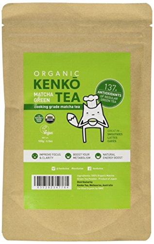Té KENKO - Matcha té verde polvo - USDA orgánico - grado culinario Japon Matcha en polvo - BEST para batidos de Lattes de la hornada-100 g bolsa [50 porciones]