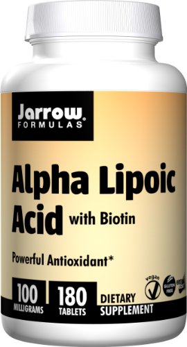 Jarrow Formulas de ácido alfa lipoico, compatible con energía, visión, hígado, Salud Cardiovascular, 100 mg, 180 fichas de fácil-Solv