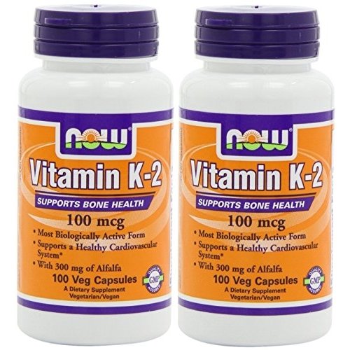 AHORA alimentos vitamina K-2, 100 microgramos, 100 caps (paquete de 2)