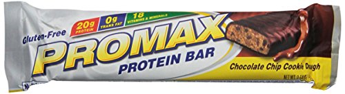 PROMAX barra de proteína, masa de galletas de chispas de Chocolate, paquete de 12