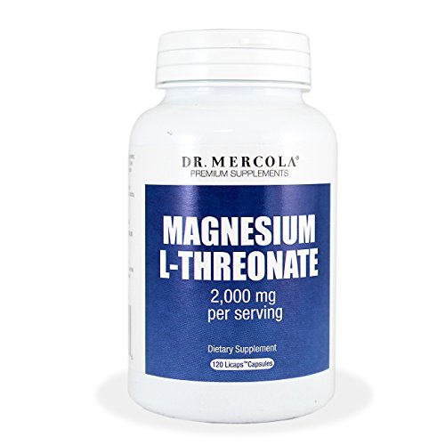 El Dr. Mercola magnesio L-Threonate - 2.000 mg por porción - libre de cualquier ingrediente genéticamente - Licaps 120 cápsulas