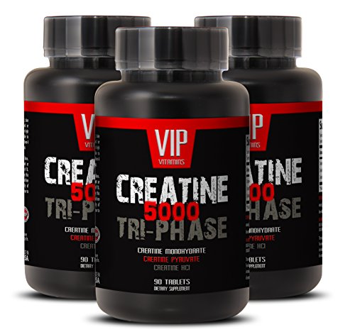 Mezcla de premuim de Creatines - creatina Tri-fase 5000mg, monohidrato de creatina, creatina HCL y creatina piruvato (3 botellas 270 tabletas)