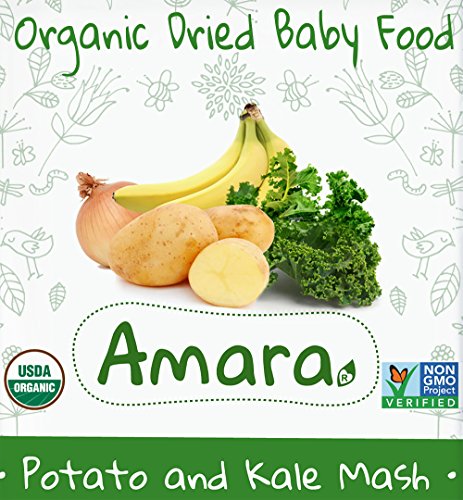 Bebé orgánico alimentos - no GMO y libre de GLUTEN - puré de patata y la col rizada sabor (7 bolsas) para niños pequeños 6 meses feliz saludable - mezcla Natural de vegetales y frutos secos de etapa 2 con fórmula de leche de pecho o agua