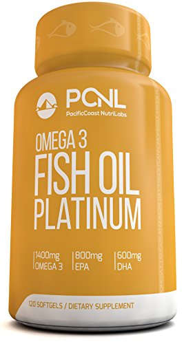 PacificCoast NutriLabs 2000 mg aceite de pescado, 1.400 mg Omega 3, 800mg EPA, 600mg de DHA, Ebook gratis, cuenta 120