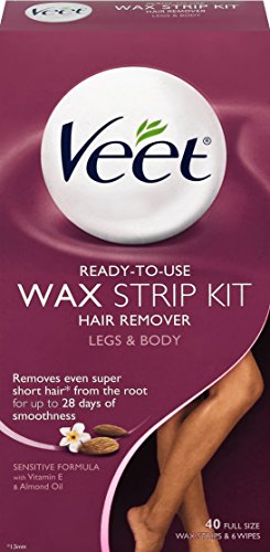 Kit de tiras de cera Veet lista para usar, depiladora para piernas y cuerpo, cuenta 40