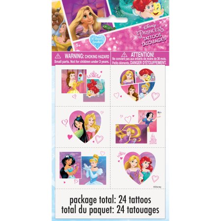 Disney Princess tatuajes, 24-Count, multicolor