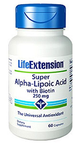 Extensión de vida Super alfa lipoico con biotina 250 Mg cápsulas, 60-Conde