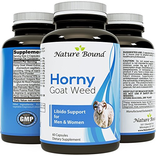 Horny Goat Weed suplemento herbario para hombres y mujeres - 60 cápsulas - 1500 MG - naturaleza limita