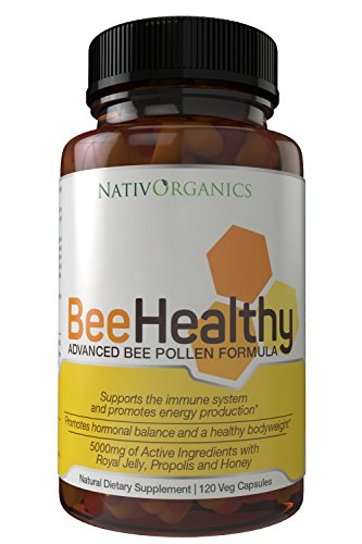 Premium USA Bee polen abeja miel con propoleo y cápsulas de jalea real de abejas 5000mg-Bee polen ayuda de pérdida de peso y sistema inmune Booster-120 las abejas jalea real propóleo cápsulas de polen con miel