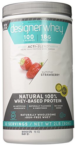 Diseño 100% Premium Whey proteína polvo de proteína, verano de fresa, envase de 2 libras