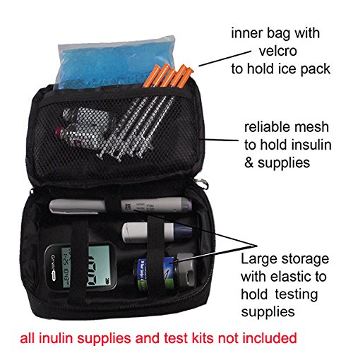 Bolsa nevera organizador diabética-para insulina, pruebas de fuentes, con hielo incluyen (1 X paquete de hielo)