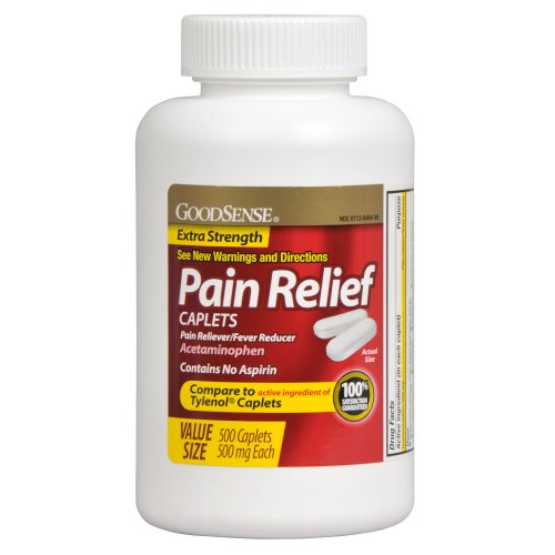 GoodSense acetaminofén Extra Strength, cápsulas de reductor de fiebre, para aliviar el dolor, 500 mg, cuenta 500