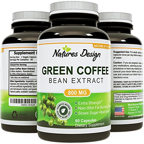 Extracto de grano de café verde puro - más alta calidad y antioxidantes ACG (estandarizado al ácido clorogénico 50%) hombres y mujeres (la mejor fórmula) - quema tanto grasa y azúcar como los doctores recomiendan - garantizado por el diseño de las natural