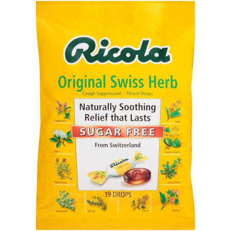 Ricola Azúcar original del suizo de hierbas para la tos gotas para la garganta bolsa de 19 quilates