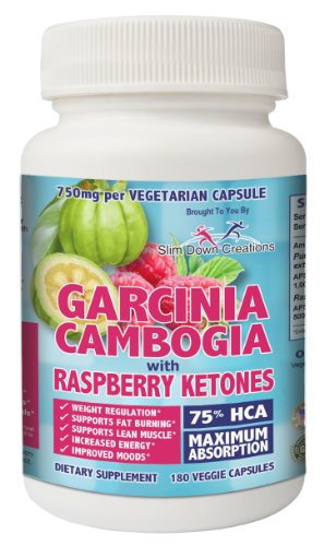Garcinia Cambogia Extracto de cetonas frambuesas - 75% HCA - 180 cápsulas