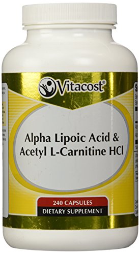 Vitacost alfa Lipoic ácido y acetil L-carnitina HCl--1.600 mg por porción - 240 cápsulas