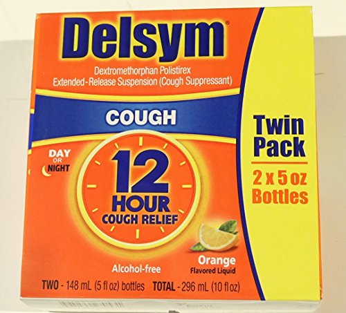 Delsym tos Suppressant Alcohol libre naranja sabor líquido - 2 Pack, 5 onzas botella