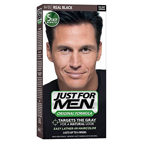 Solo para hombres en champú Color de cabello, Real negro 55, 1 aplicación (paquete de 3)