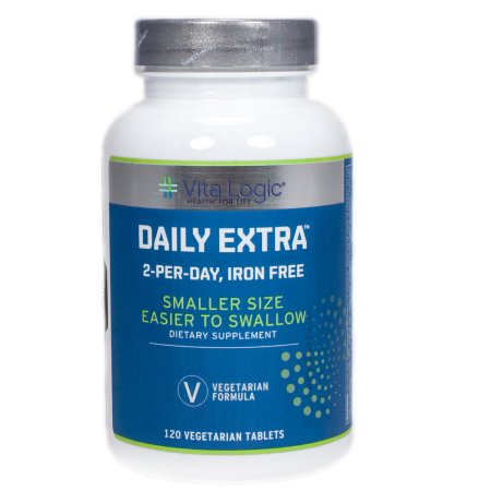 Diaria extra 2 al día hierro multivitaminas libre por VitaLogic - 120 Tabletas