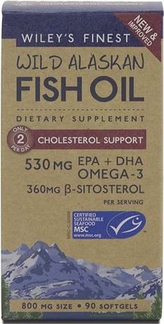 Wiley's mejores salvaje de Alaska el aceite de pescado, Omega 3 530 mg colesterol apoyo, 90 cápsulas