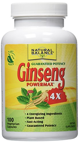 Equilibrio natural 1000 mg Ginseng Powermax 4 x suplemento herbario, cuenta 100